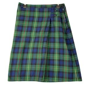 Lands End Plaid Wrap Skirt Womens 4 Tartan Preppy Classic‎ Academia